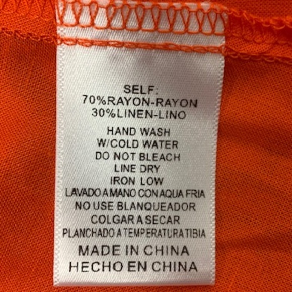 Listicle Orange Linen Blend V Neck Tank Top - Picture 8 of 8